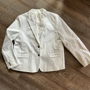 NWT J.Crew White Stretch Cotton Two-Button Blazer Jacket BP095 Schoolboy Blazer